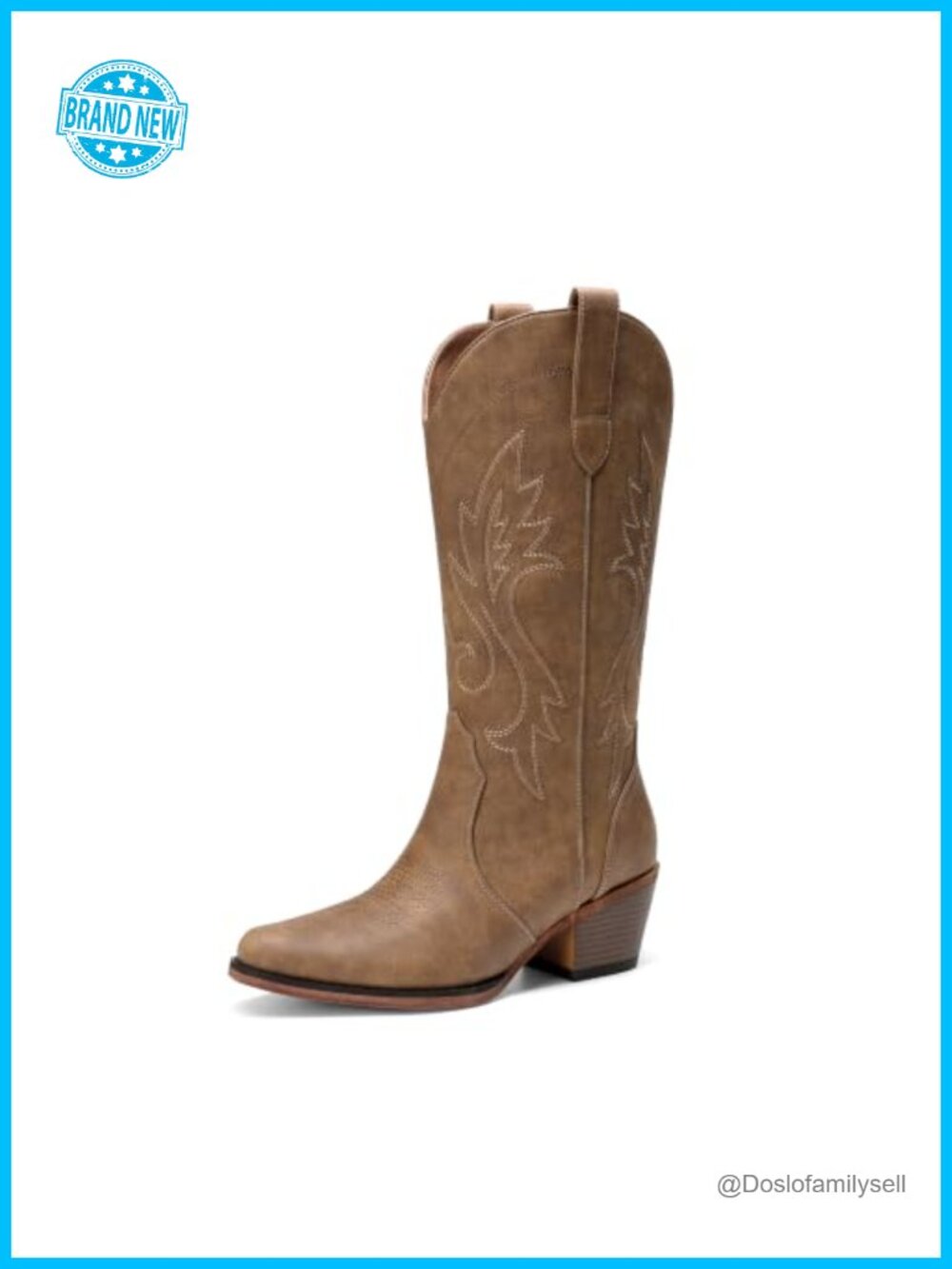 Women's Embroidered Western Cowboy Boots Mid-Calf Faux Leather
